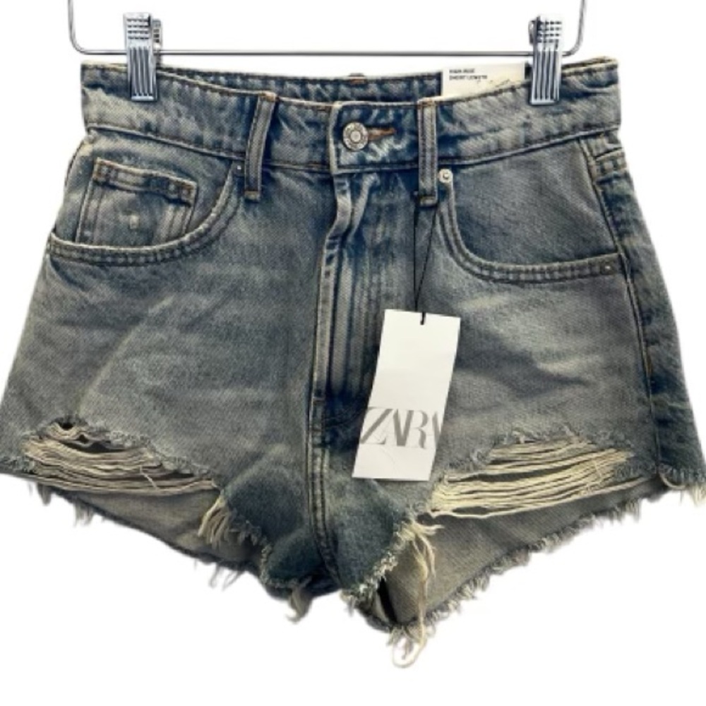 NWT Zara denim high rise curved shorts